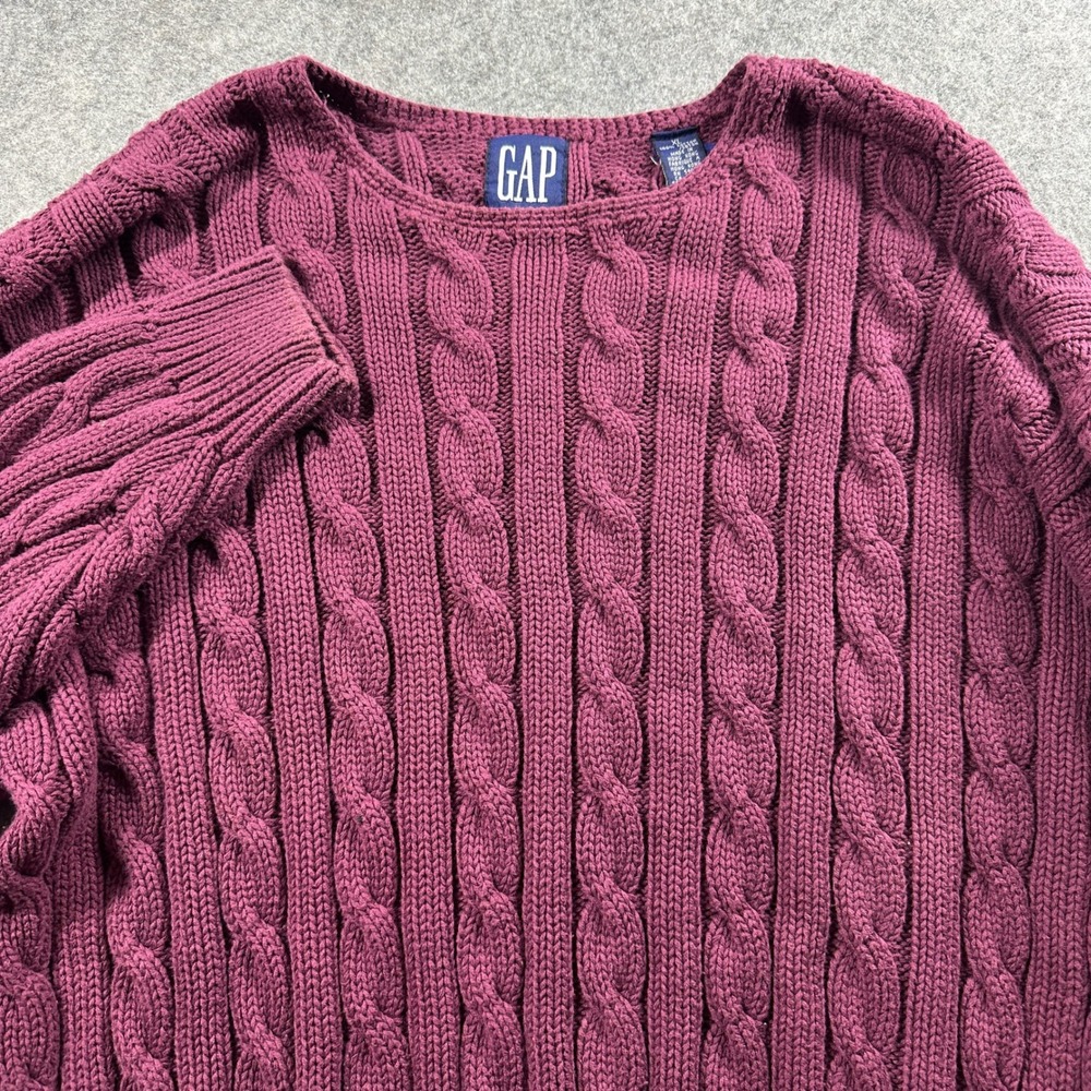 Vintage GAP Cable Knit Sweater Mens XL Cotton Long Sleeve Crew Neck Chunky 90s